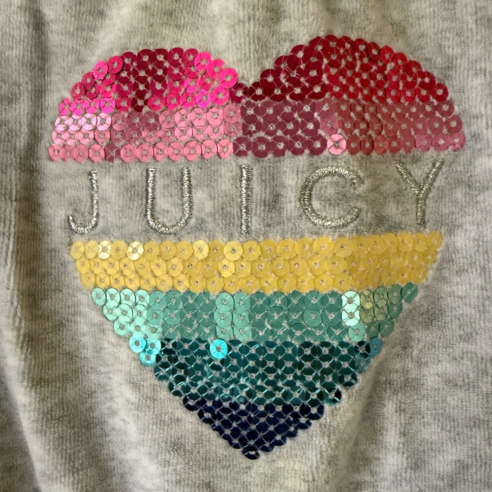 Juicy Couture Rainbow Sequin Heart Velour Peplum Top (24M) - Picture 6 of 7